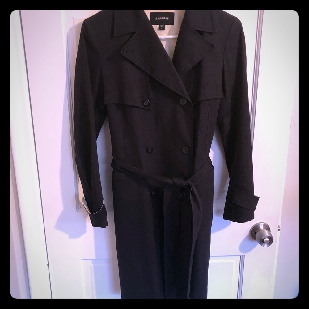 Express Black Trench Coat Size 3/4
